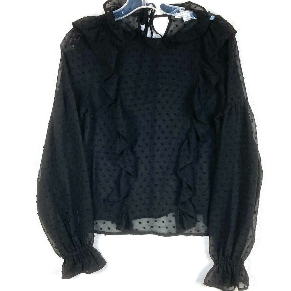 Favlux Shirt Women S Black Sheer Ruffle Whimsigoth Fairy Goth Victorian